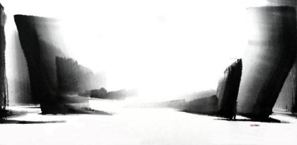 Watercolour painting: black and white mood