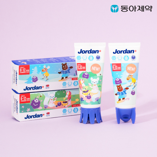 조르단 유아/어린이치약 뉴스텝 2단계 90g 3개입(패키지 랜덤) /  고불소 비타민E 비건치약 상세 이미지 2