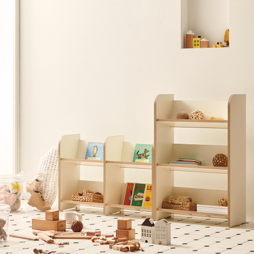 3단 책장 멜로우 전면 책장 교구장 아기 어린이 600x260x900mm, 3단, 아이보리 제품 이미지
