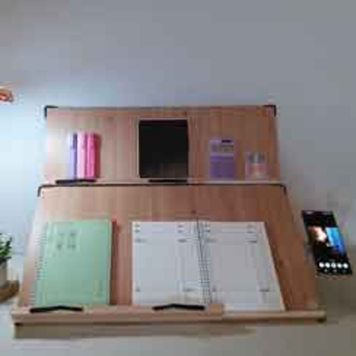 위즈 2단독서대 슬라이드 레일형 원목 책받침대 필기용 책거치대 북스탠드 에이블60, 1개 제품 이미지