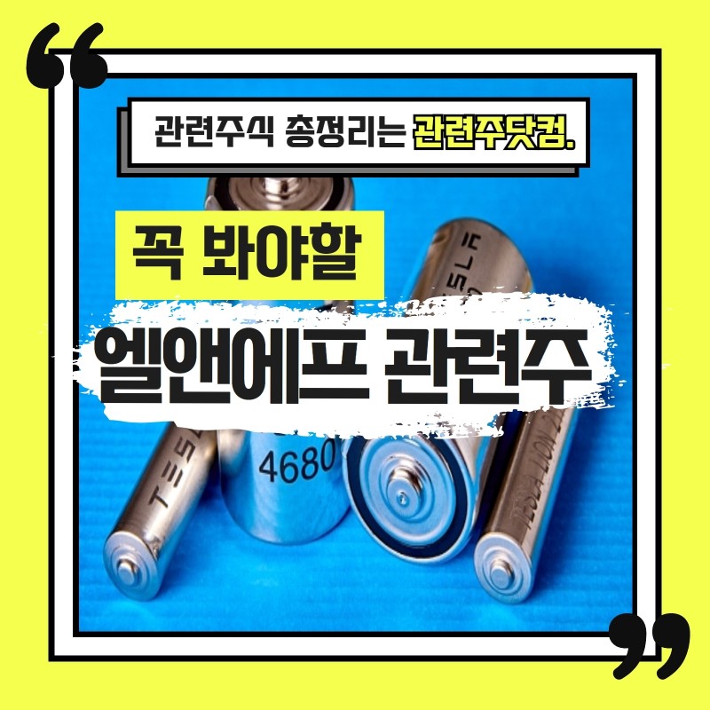 엘앤에프 관련주 총정리 TOP3(업데이트) | 대장주, 테마주 | 앞서가는 주식채널