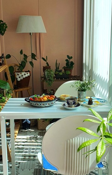 홈 카페 놀이와 베란다 정원 식물 인테리어