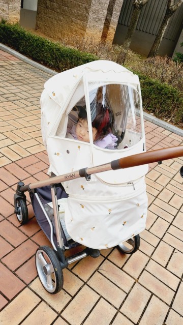 13개월아기 리안솔로 절충형 유모차 사용시기 방풍커버