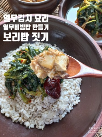 보리밥 짓기 열무비빔밥 만들기 열무김치 요리 점심메뉴 추천 열무보리밥