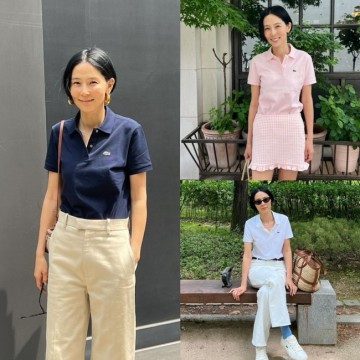 라코스테 카라티셔츠 여자 여름 코디 김나영 패션