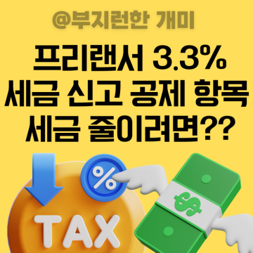 프리랜서 종합소득세 3.3%세금 신고 소득공제 항목, 줄이려면?