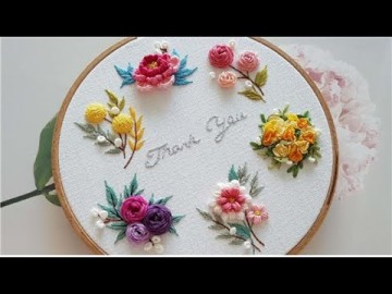 [프랑스자수/Free Pattern] 감사합니다 Thank you ^^ -  Letter embroidery