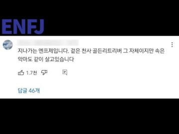 [MBTI 성격유형] ENFJ 엔프제 특징, 팩폭, 연애 댓글 모음