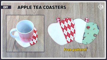 DIY Apple Tea Coasters / Free pattern / sewing tutorial [Tendersmile Handmade]