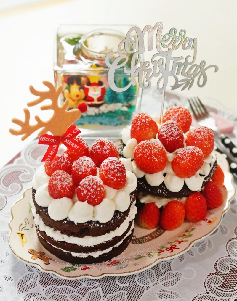 크리스마스 케이크 만들기, 생딸기 듬뿍 딸기 케이크