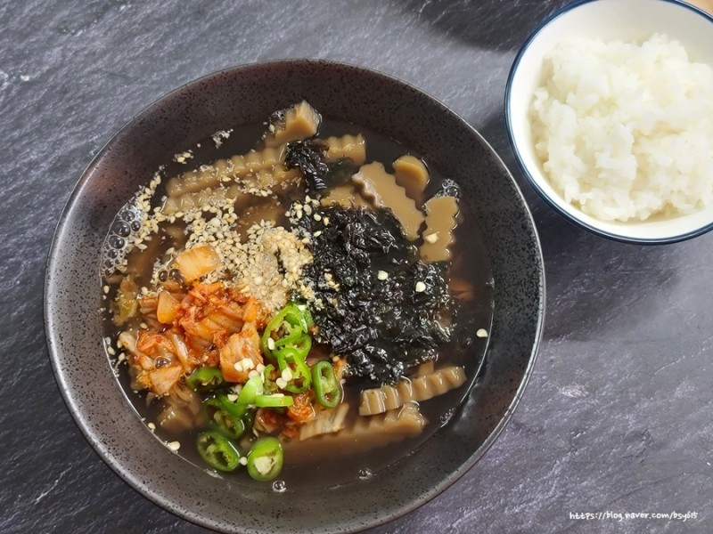 묵밥 만들기 따뜻한 묵사발 도토리묵밥