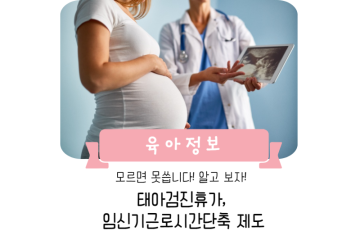 태아검진휴가 및 임신단축근무 (임신기근로시간단축) 신청 대상 및 방법, 사용기간 확인