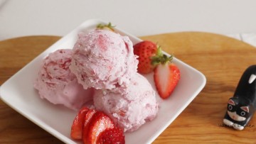 딸기아이스크림 만들기 완벽하고 맛있습니다! 생크림 요리