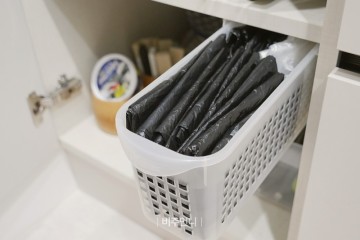 주방수납정리 팁 다이소꿀템 쫄대로 비닐봉지 정리함 만들기