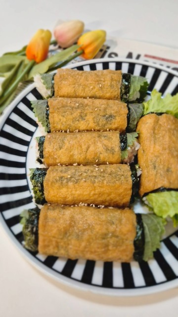 유부김밥 만들기 간단한 김밥 맛있게 만드는법 (풀무원 롤유부초밥)