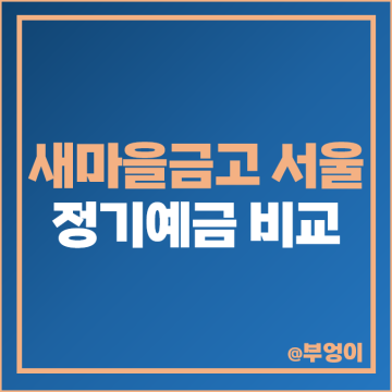 서울 새마을금고 예금 6개월 1년 2년 3년 특판 정기예금 금리 비교 추천