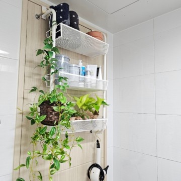 화장실문 무타공 벽걸이 욕실 수납 선반 화분 식물 인테리어