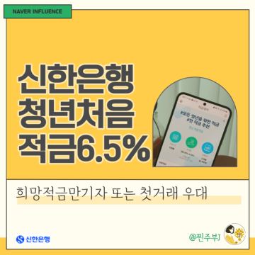신한은행 청년 처음적금 : 고금리 적금 특판 이율 연 6.5%