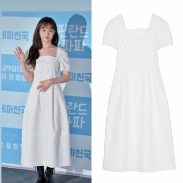 김보라 인스타그램 원피스 사복 패션, 조이그라이슨 화이트 롱 드레스 여름 여친룩 코디